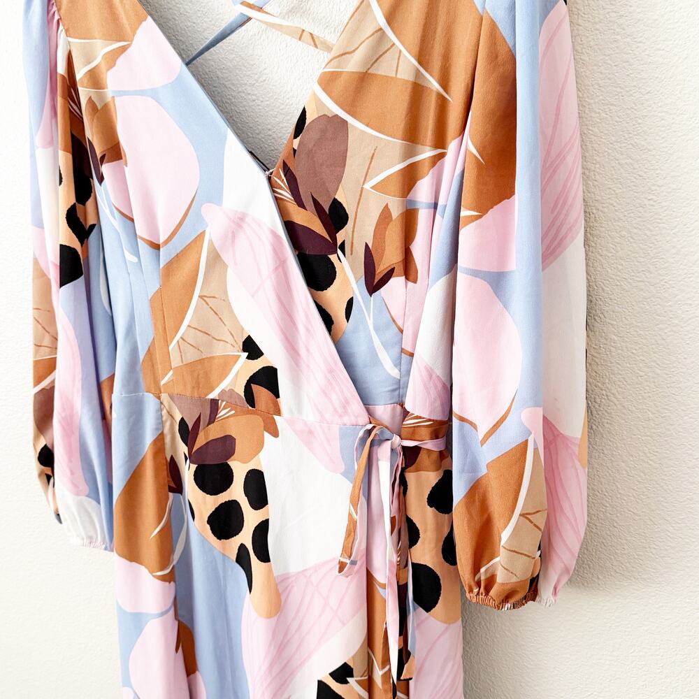 HUTCH x ANTHROPOLOGIE | Bloom Wrap Maxi Dress Ruffle Lace-up Back Abstract | XL - Picture 5 of 9